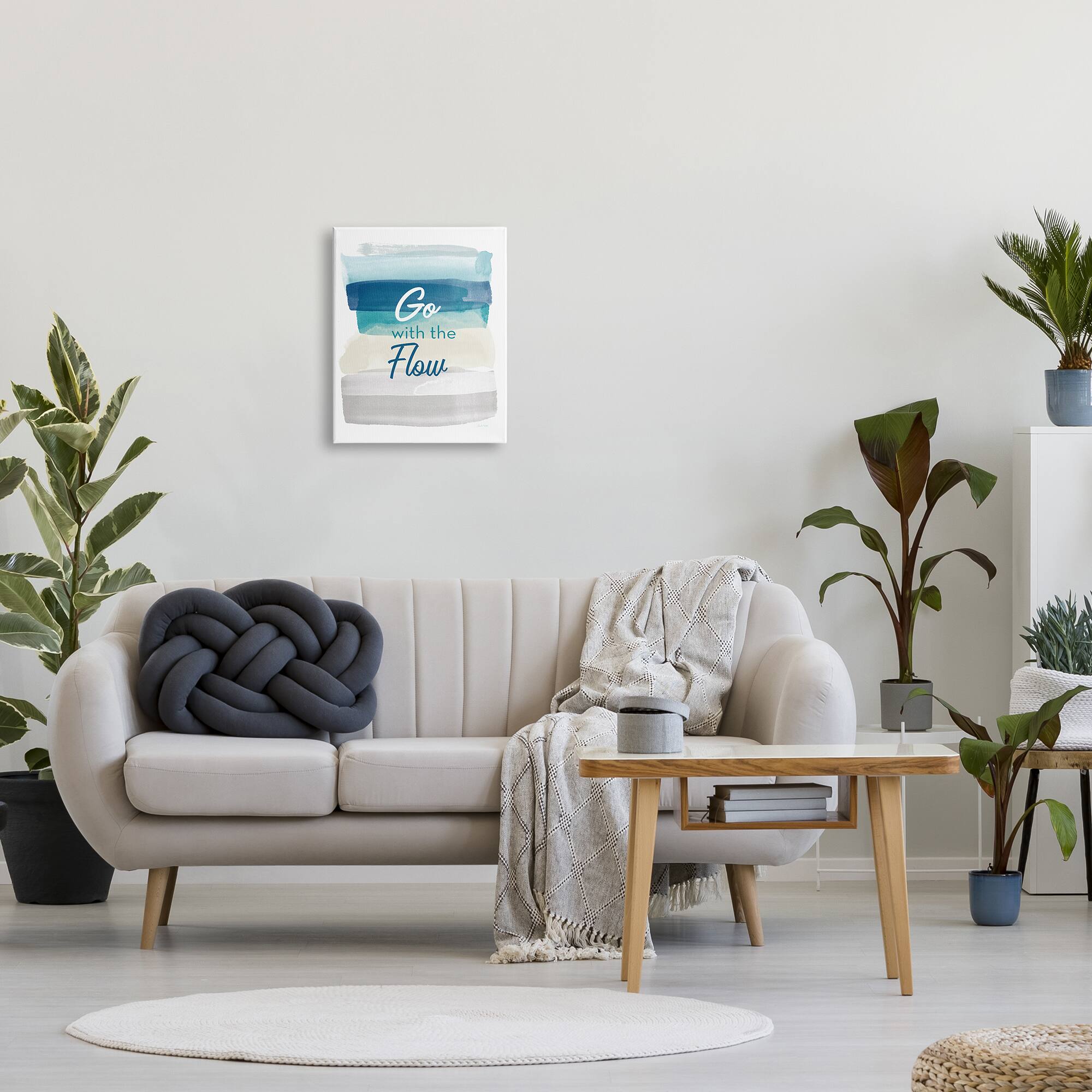 Stupell Industries Go With the Flow Nautical Beach Tone Ombre Canvas Wall Art